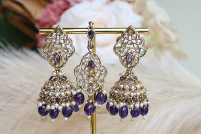 Isha Polki Earrings with Tikka - Indian Secrets