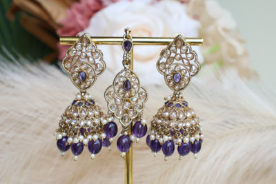 Isha Polki Earrings with Tikka - Indian Secrets