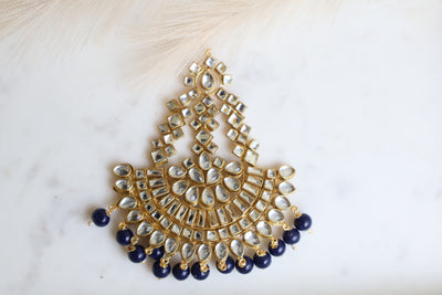 Sunehri Beautiful Kundan Earring with oversized Tikka - Indian Secrets