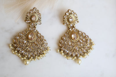 Polki Champagne Earring Tikka Set - Indian Secrets