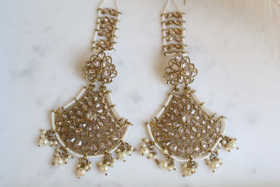 Aheli Long earring with attached Saharey - Indian Secrets