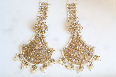 Aheli Long earring with attached Saharey - Indian Secrets