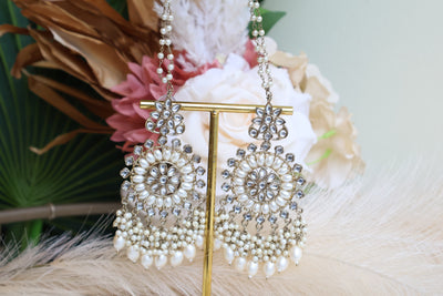 Shalini White Beads Kundan Earring - Indian Secrets