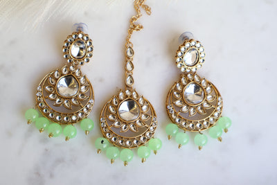 Kundan Chandbali Earring with Tikka - Indian Secrets