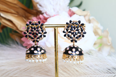 Meenakari Black Jhumka - Indian Secrets