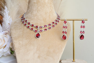 Diya Double Layered AD Necklace - Indian Secrets