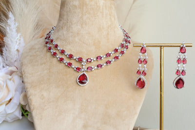 Diya Double Layered AD Necklace - Indian Secrets