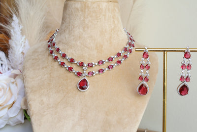 Diya Double Layered AD Necklace - Indian Secrets