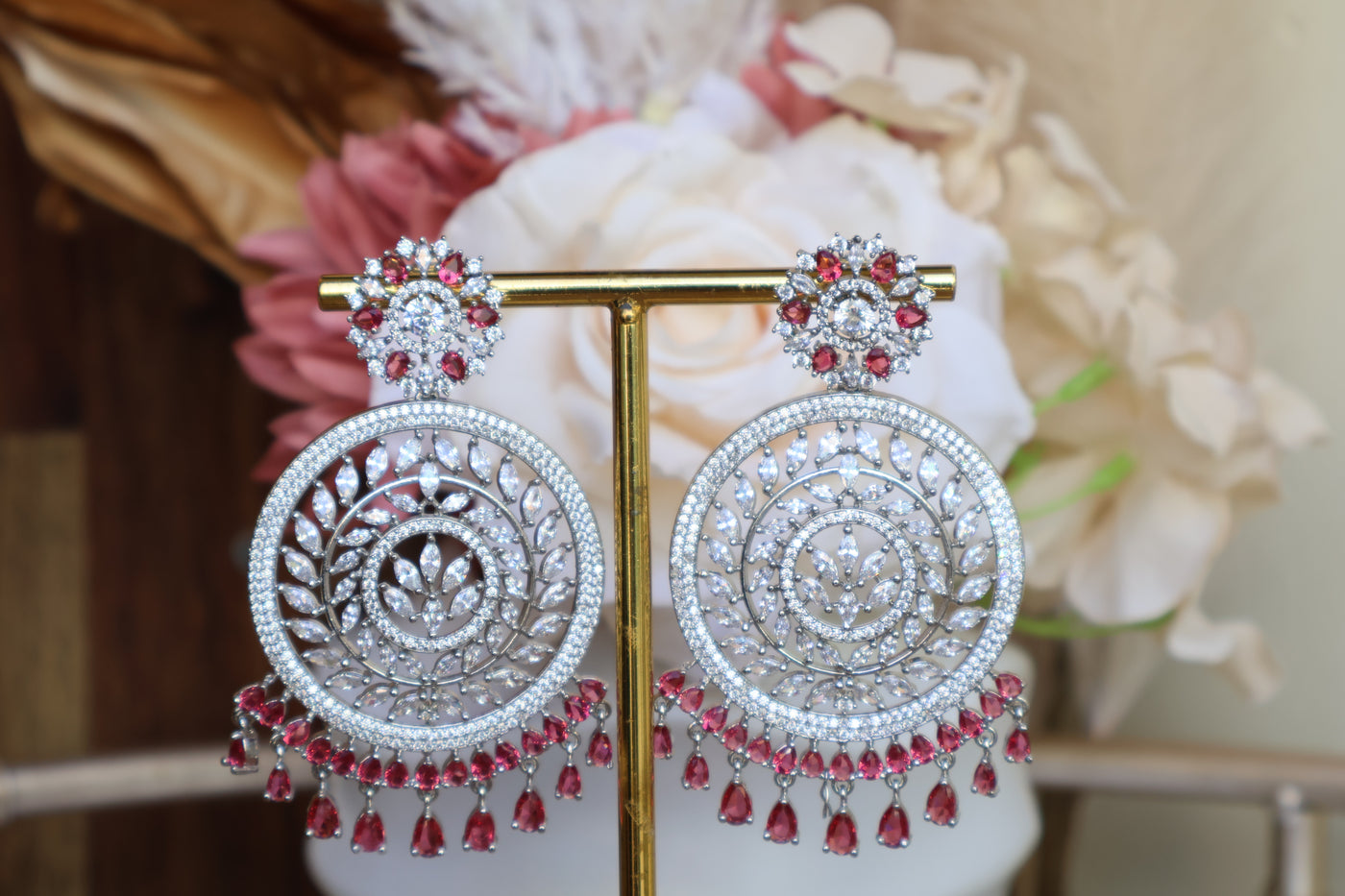 AD Round Shape Earring & Tikka set - Indian Secrets