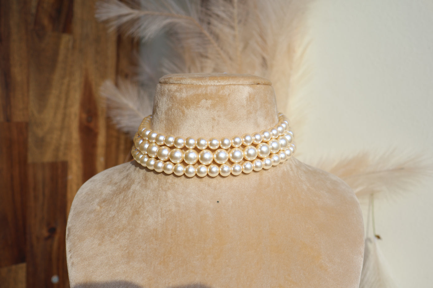 Three strand Pearl Choker Necklace - Indian Secrets