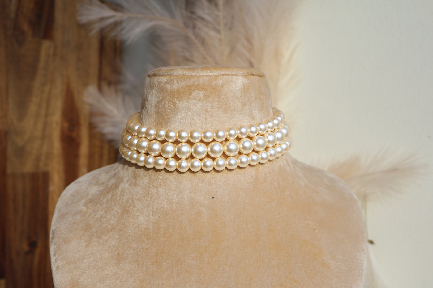 Three strand Pearl Choker Necklace - Indian Secrets