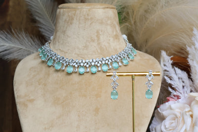 Godawari - Ad & Mint Green Crystal set - Indian Secrets