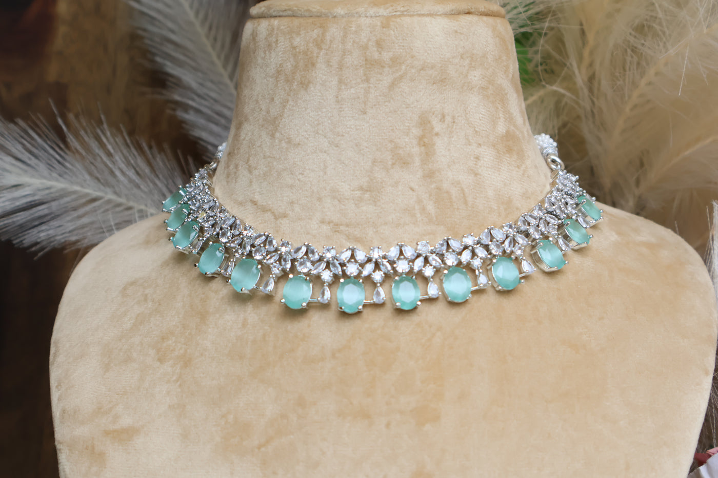 Godawari - Ad & Mint Green Crystal set - Indian Secrets