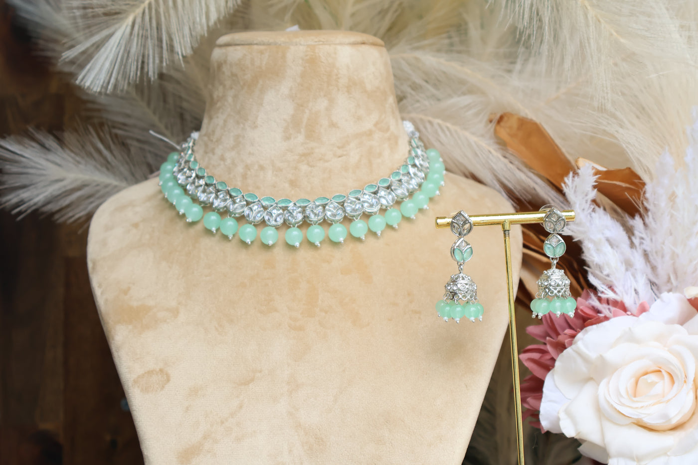 Bollywood Bridal Party- Mint Green Necklace - Indian Secrets