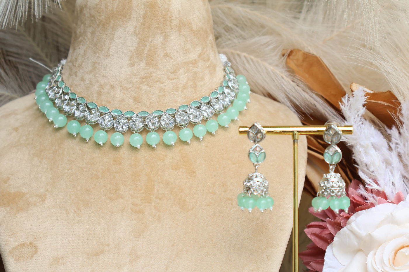 Bollywood Bridal Party- Mint Green Necklace - Indian Secrets