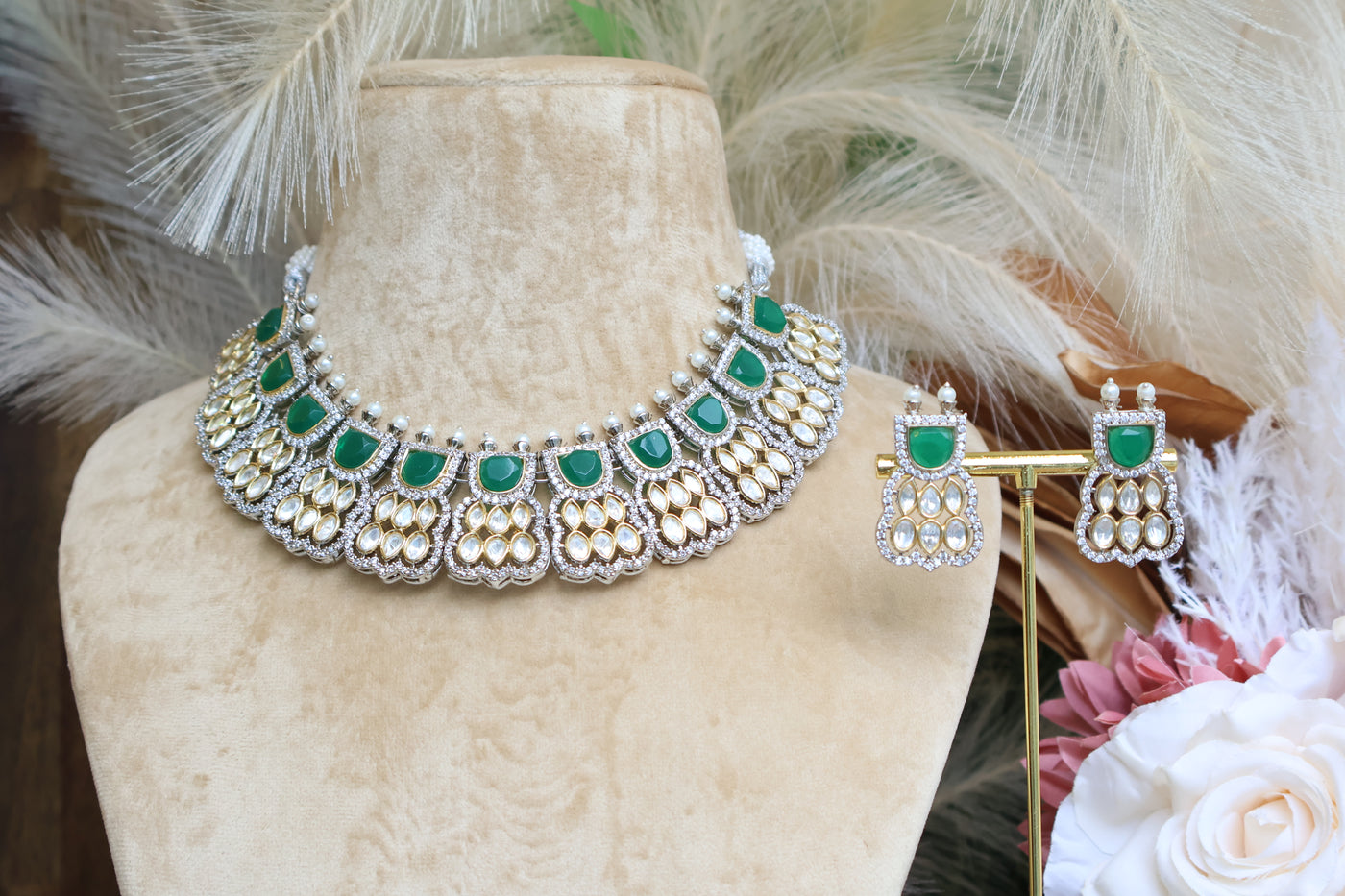 AD Necklace with Kundan Stones - Indian Secrets