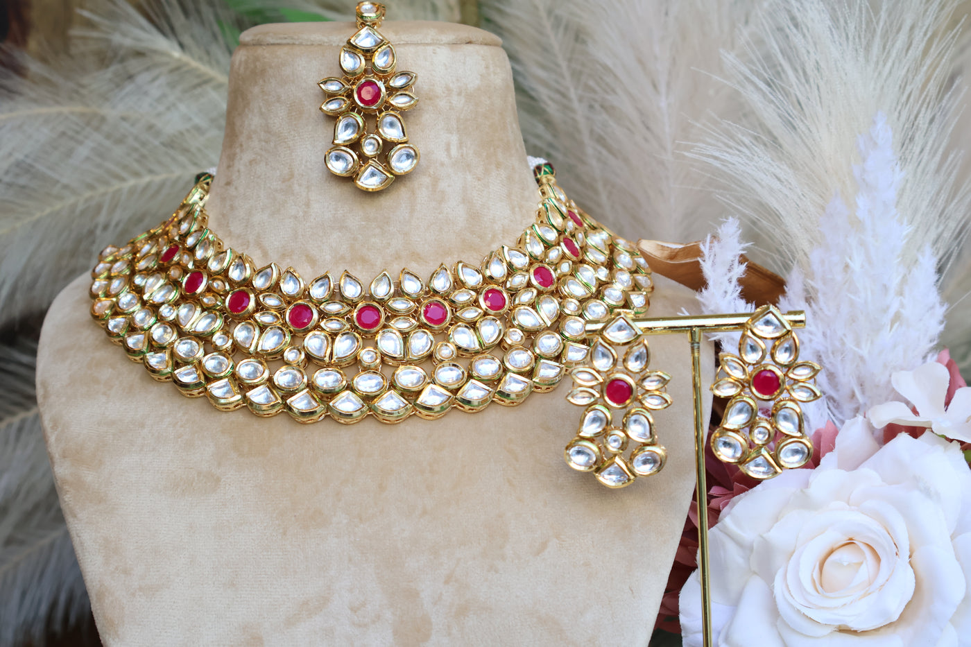 Dual Tone Kundan set with Tikka - Indian Secrets