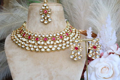 Dual Tone Kundan set with Tikka - Indian Secrets