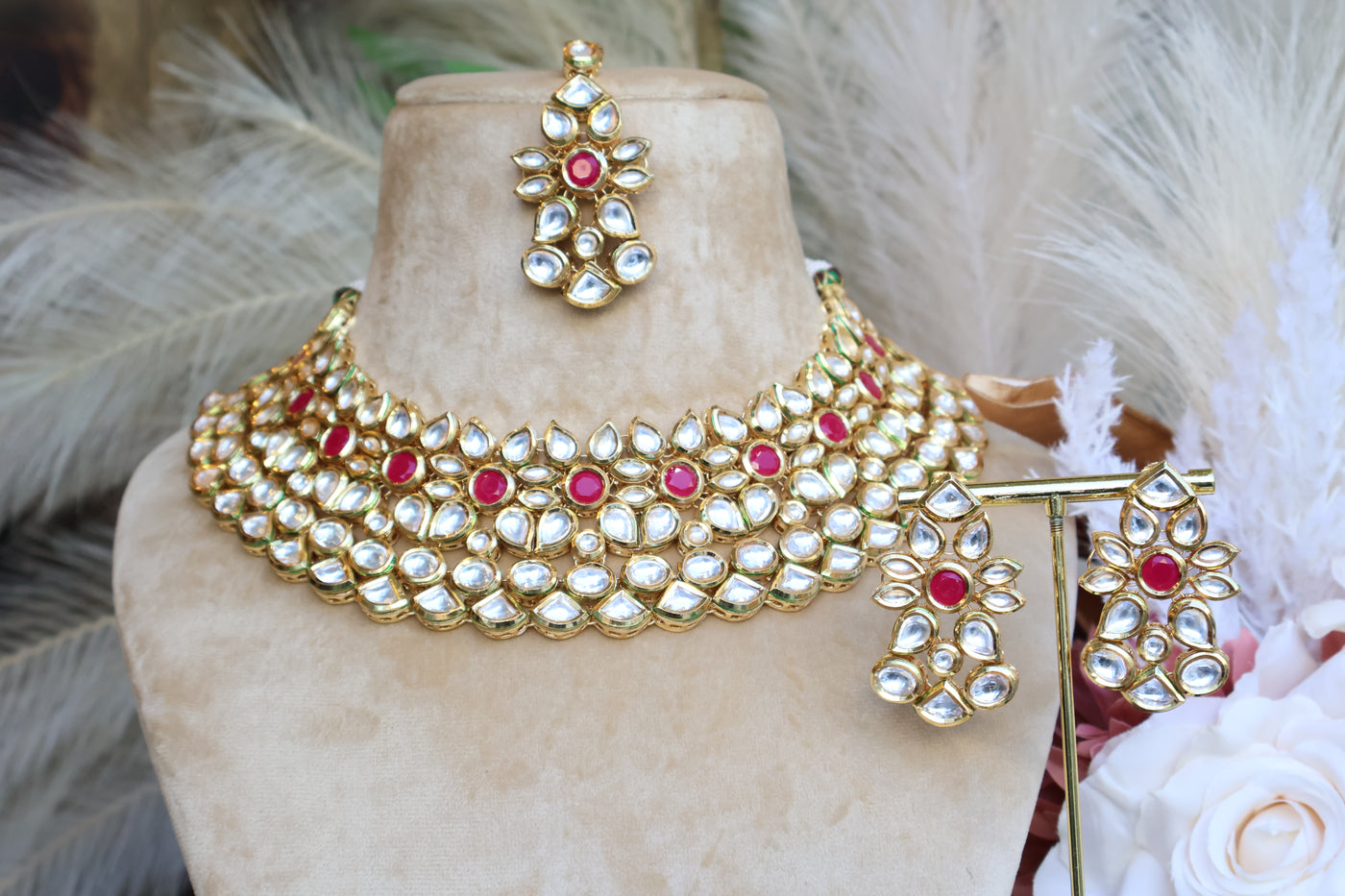 Dual Tone Kundan set with Tikka - Indian Secrets