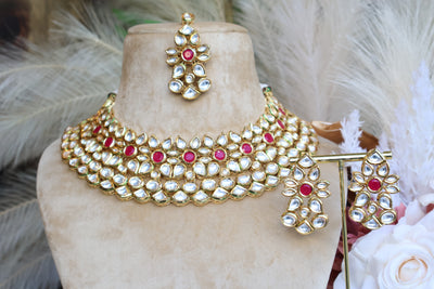 Dual Tone Kundan set with Tikka - Indian Secrets