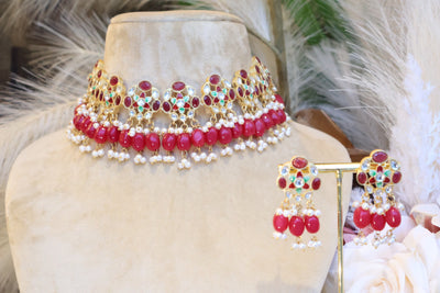 Pallavi Red Kundan set - Indian Secrets