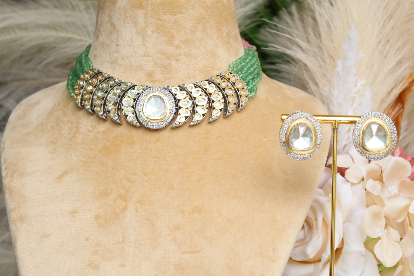 Odette white & Green Alloy set - Indian Secrets