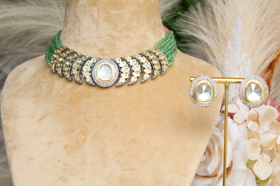 Odette white & Green Alloy set - Indian Secrets