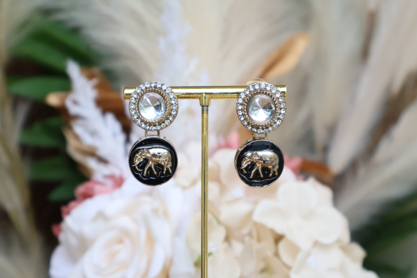 Elephant Iconic Gold Tone Earrings - Indian Secrets