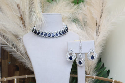 Silver Sapphire Blue Necklace - Indian Secrets