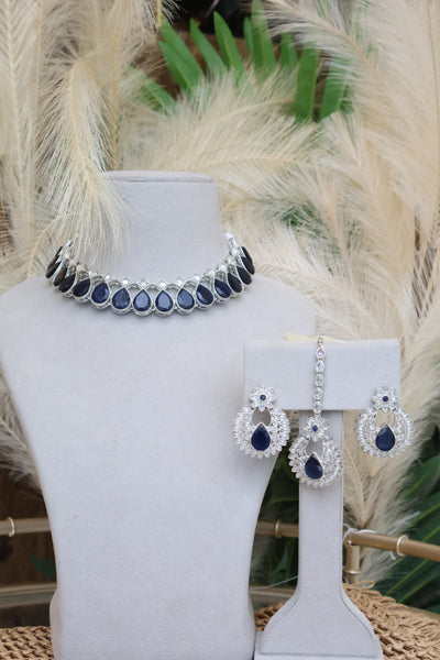 Silver Sapphire Blue Necklace - Indian Secrets