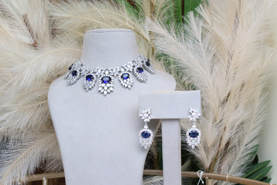 Trendy Blue AD Necklace - Indian Secrets