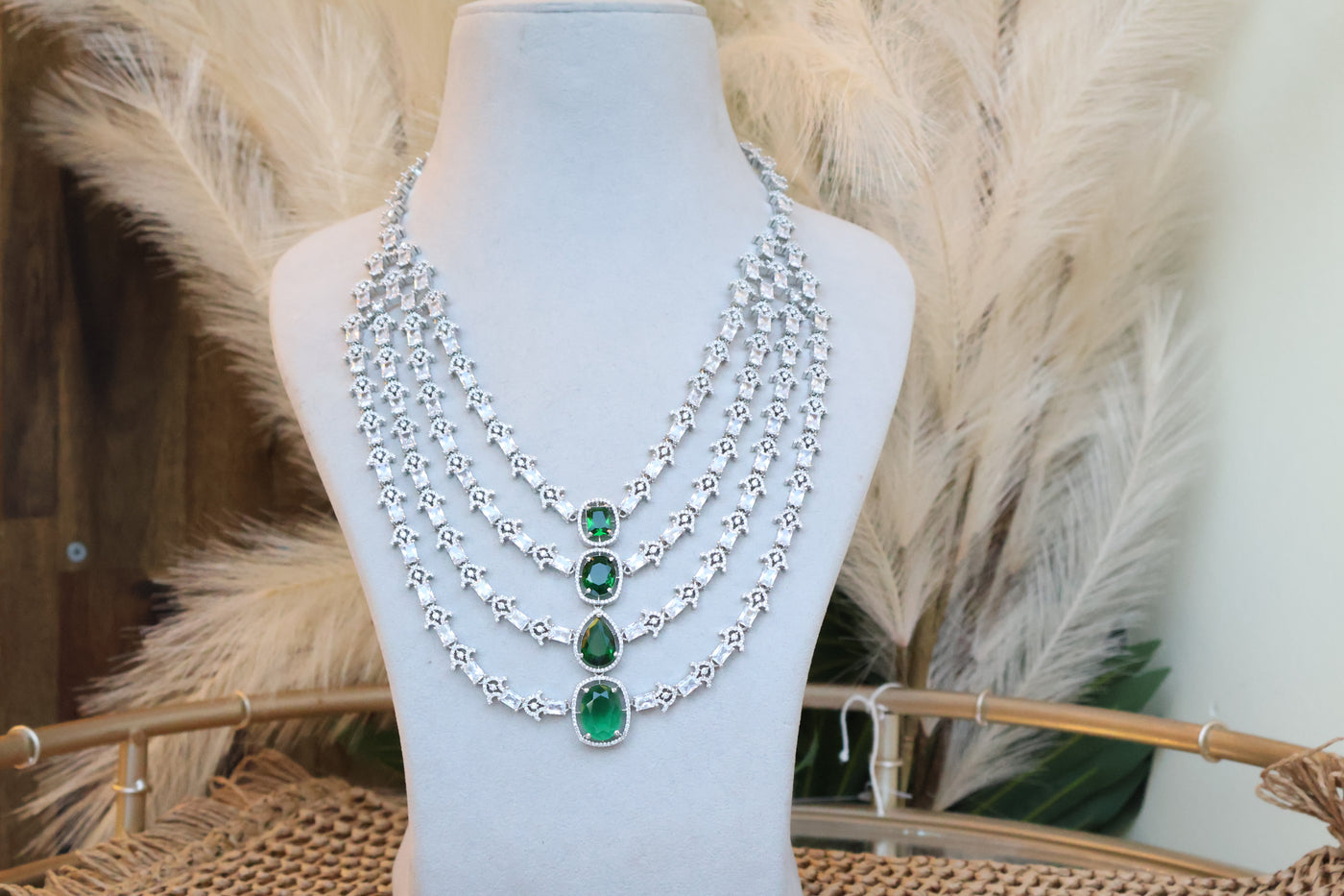 Multi-layered Emerald Necklace - Indian Secrets