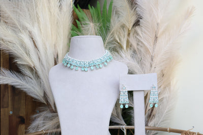 Mint- Green AD Necklace - Indian Secrets