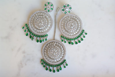 AD Round Shape Earring & Tikka set - Indian Secrets