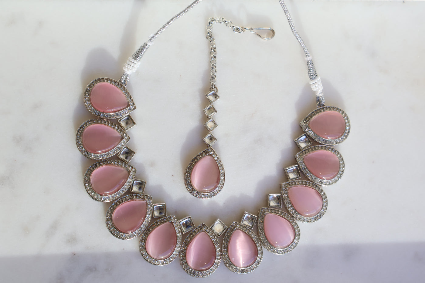 Maria Pink AD Necklace - Indian Secrets