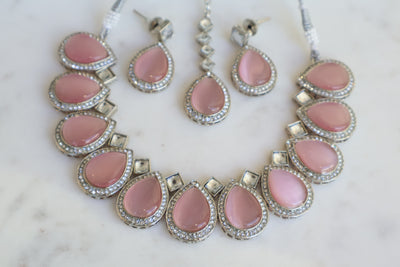 Maria Pink AD Necklace - Indian Secrets