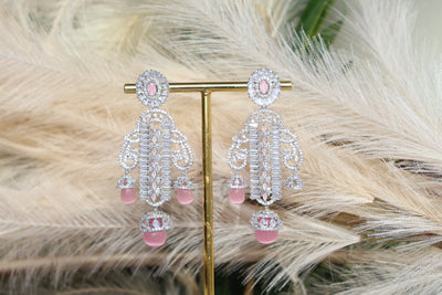 Long AD Pink Earring - Indian Secrets