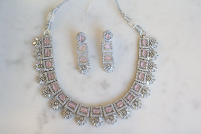 Leona Pink AD Necklace - Indian Secrets