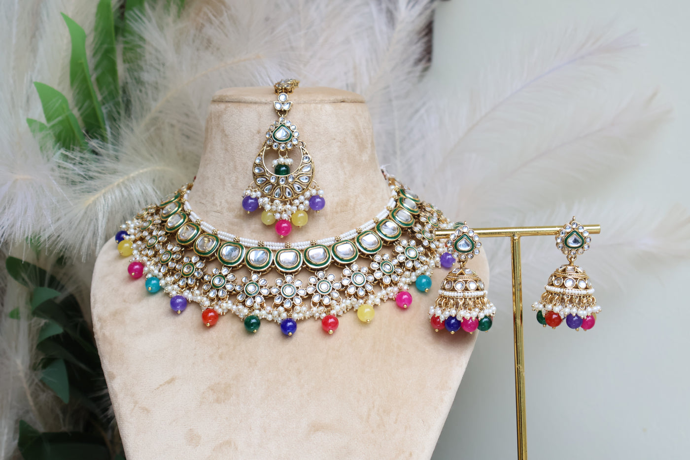 Srishti Multi-color Kundan Necklace - Indian Secrets