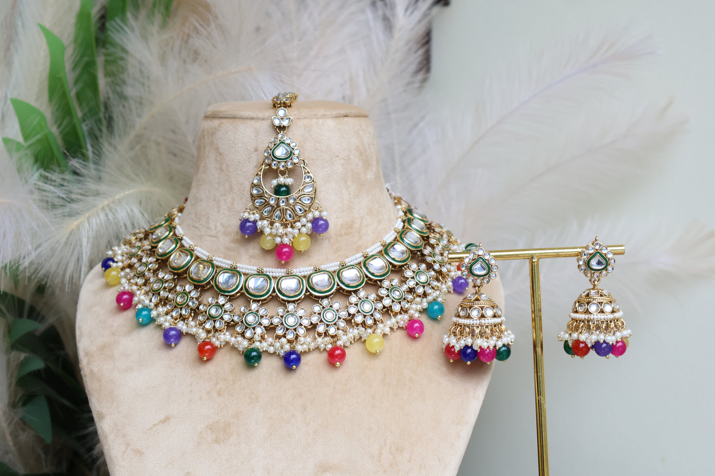 Srishti Multi-color Kundan Necklace - Indian Secrets