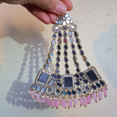 Aaina Pink Mirror Work Choker