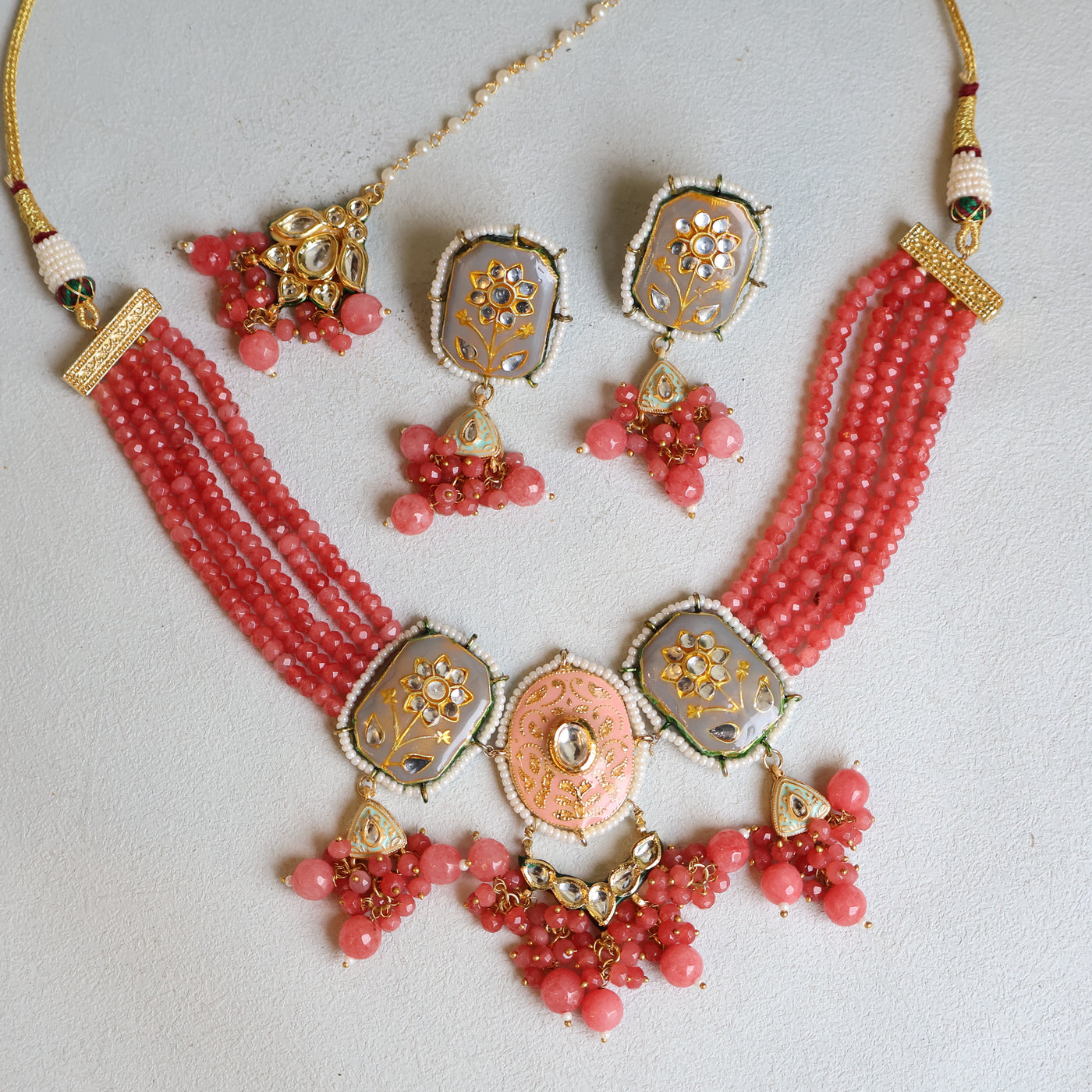 Gulabi Meenakari Necklace Set