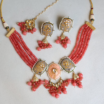 Gulabi Meenakari Necklace Set