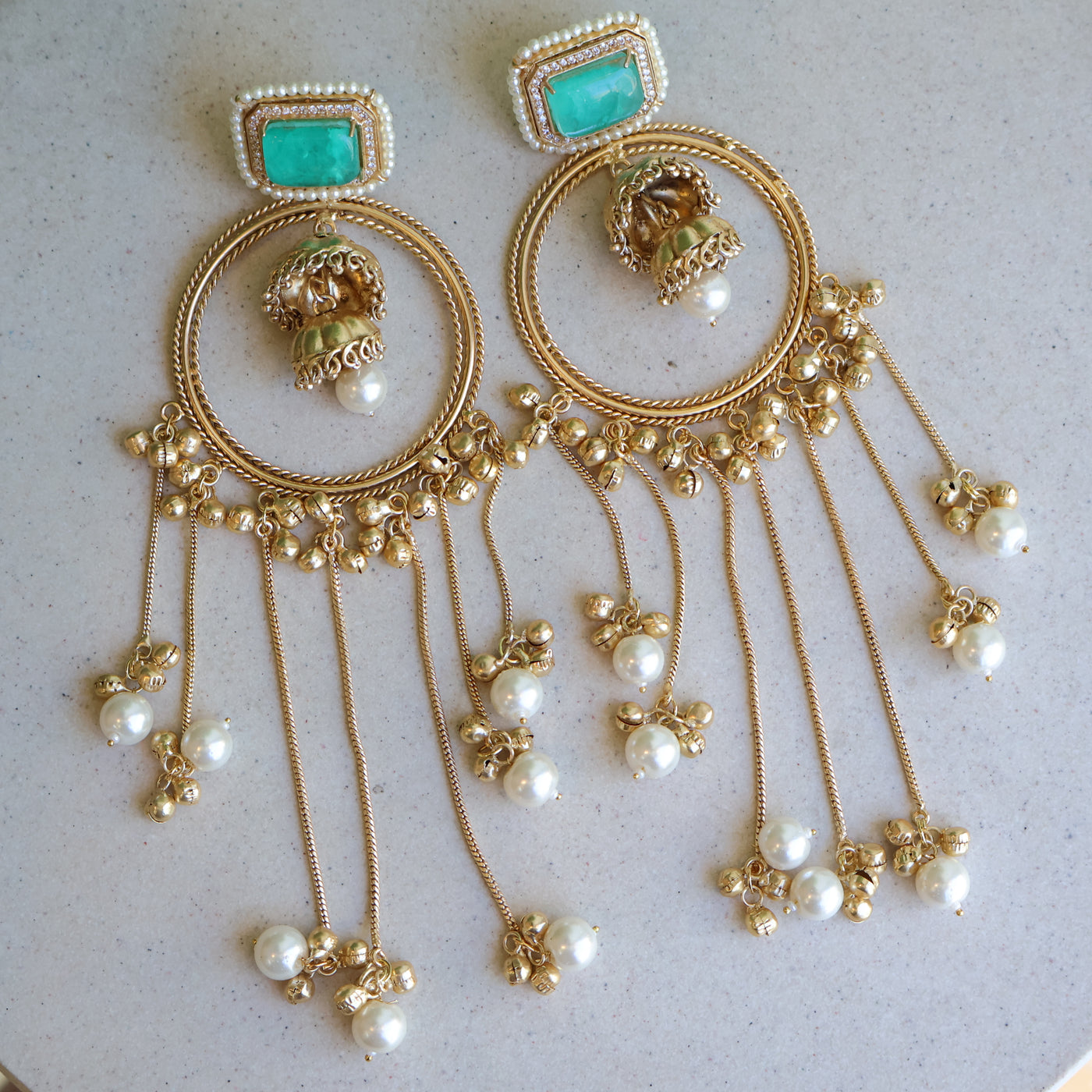 Rajwada Emerald Dangle Chandbalis