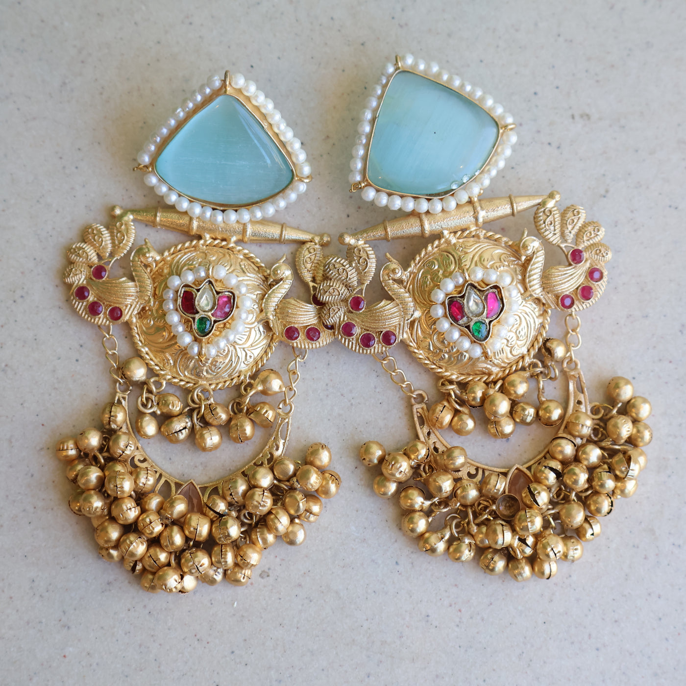 Peacock Temple Ghungroo Earrings
