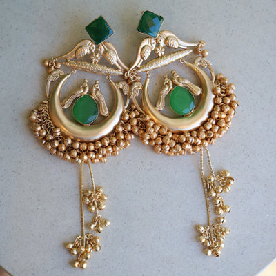 Mayura Crescent Tassel Chandbalis