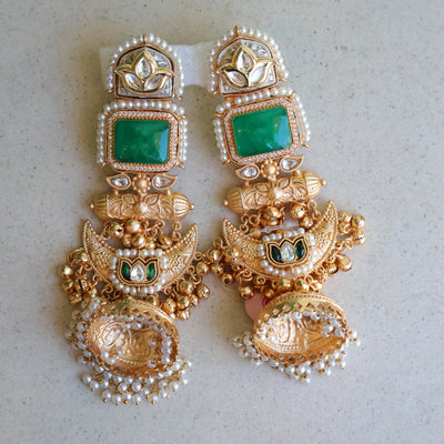 Emerald Devika Temple Jhumkas