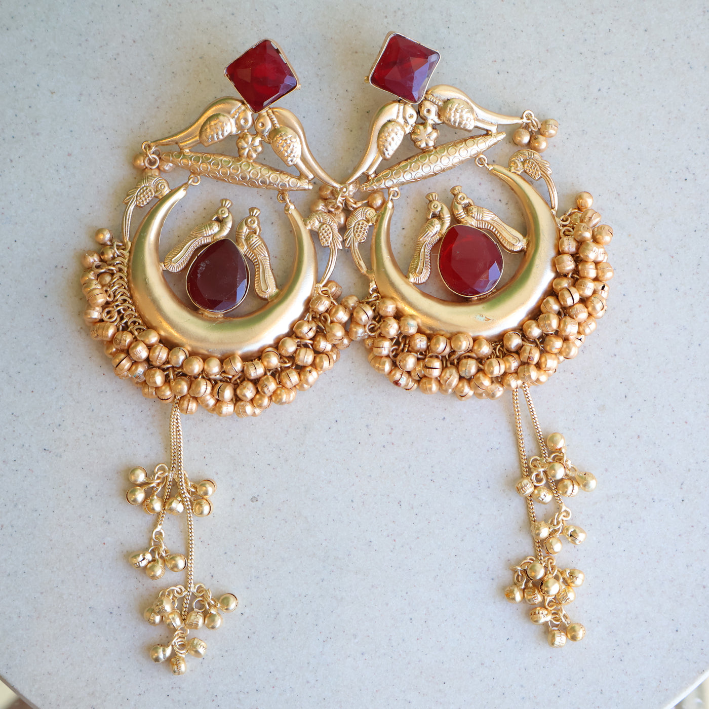 Mayura Crescent Tassel Chandbalis