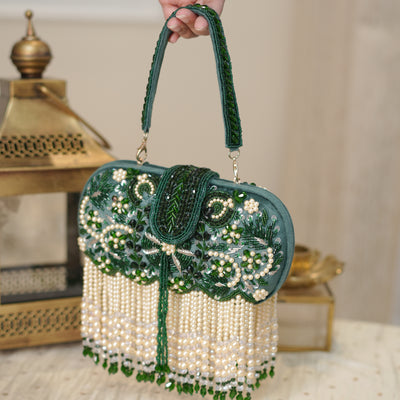 Emerald Pearl Tassel Bag