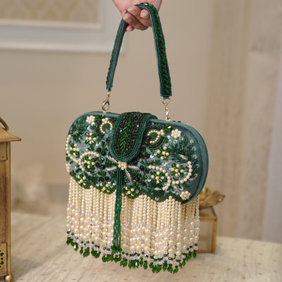 Emerald Pearl Tassel Bag